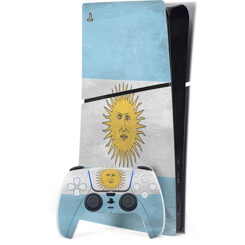 Argentina Flag Distressed PS5 Slim Digital Edition Console Skin
